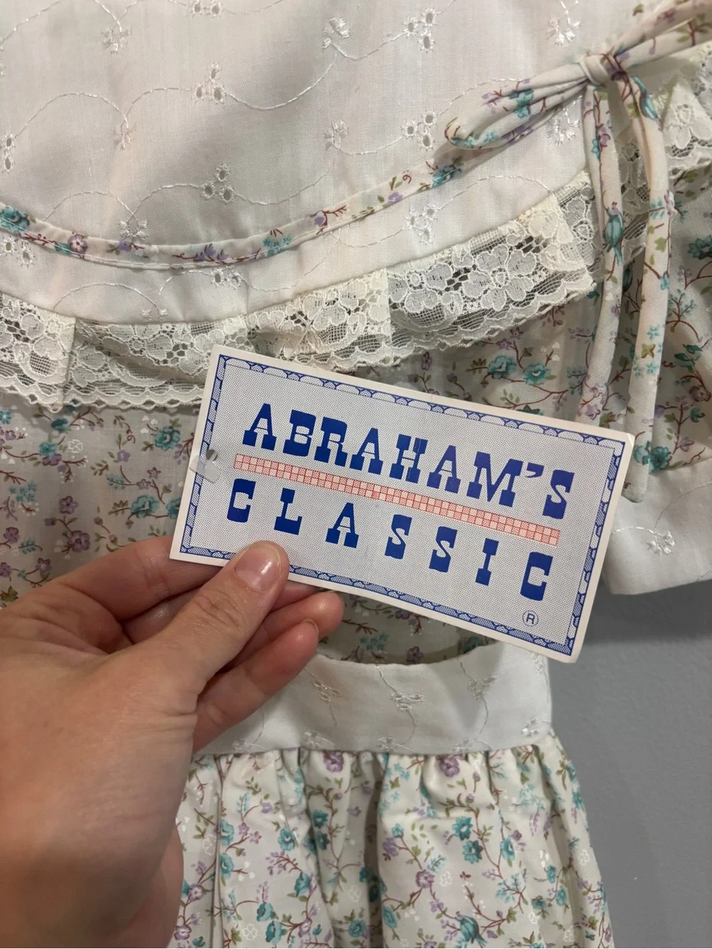 NEW! Abraham’s Classic Vintage Girl’s Size 8 Cottagecore white collar floral